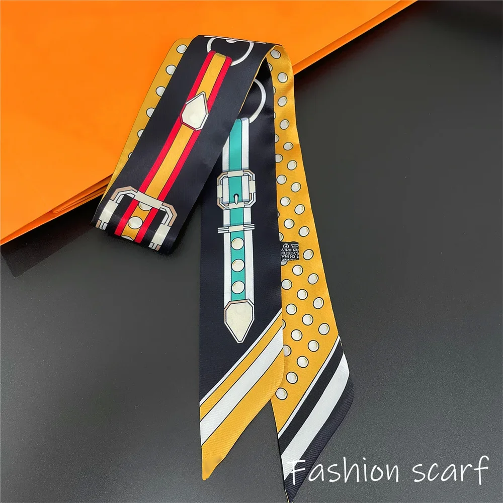 Korean Versatile Chain Tassel High Quality Mulberry Silk Twill Silk Ribbon Wrapping and Binding Bag Handle Ribbon Small Scarf