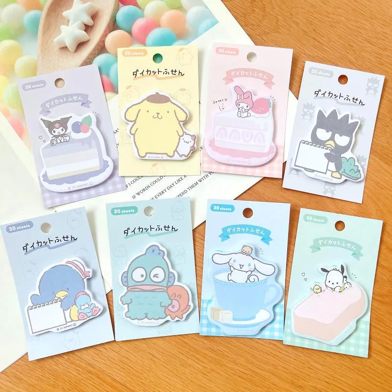 32pcs/lot Kuromi Melody Memo Pad Kawaii Sanrio Hangyodon XO Pochacco Sticky Note Notepad Planner Sticker Post School Supplies