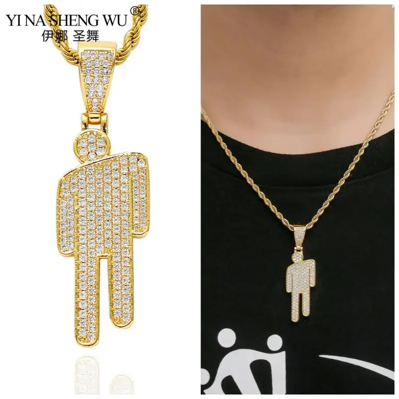 Hip Hop Tilted Head Pendant Necklace For Women Men Fashion Jewelry Set Y2k Accessories With Zircon Link Chain Charms Couple Gift