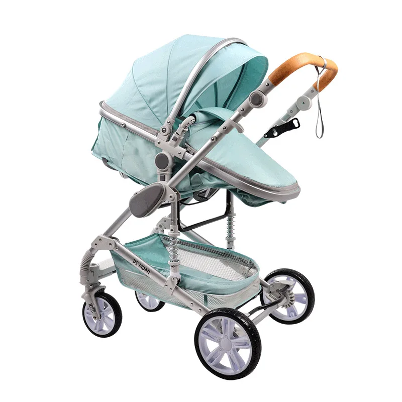 baby stroller 3 in 1 with car seat,Luxury Multifunctional  BABY carriage,blue Folding baby stroller,High Landscape newborn car