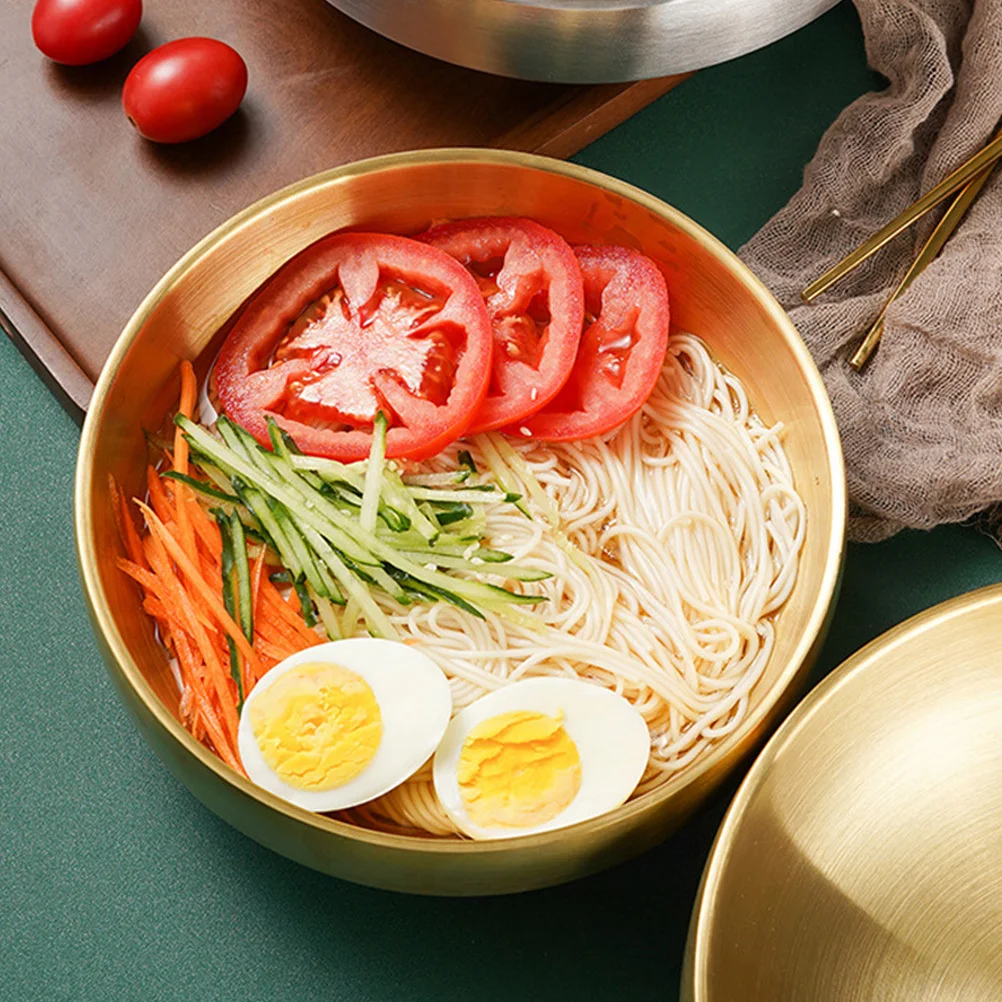 

1pc Cold Noodle Bowl Stainless Steel Multi-Function Serving Salad Mixing Bowl For Kitchen Baking Supply Household Daily Use