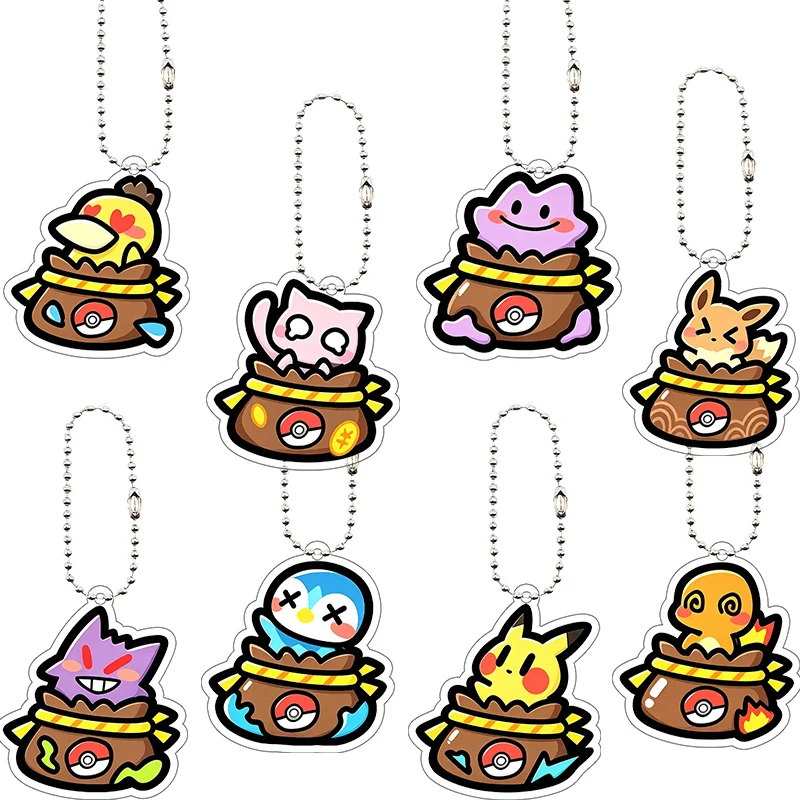 Llavero de acrílico de Psyduck, Eevee y Pikachu de Pocket Monsters, colgante de dibujos animados para bolso, accesorios de joyería de anime, decoración, regalo de cumpleaños