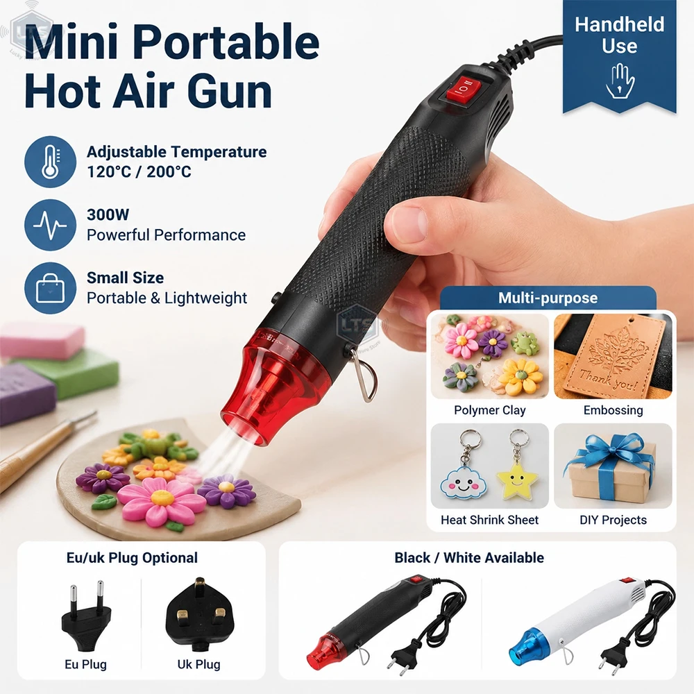 EU/US Hot Air Gun Soldering Temperature Blower Gun DIY Crafts Electric Power Hot Dryer Mini Heat Gun For Shrink Tubing Car Wrap