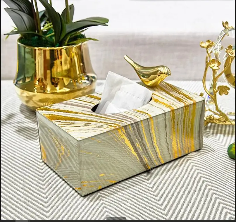 European Glass Tissue Box Living Room Light Luxury Rectangular Dining Table Removable Napkin