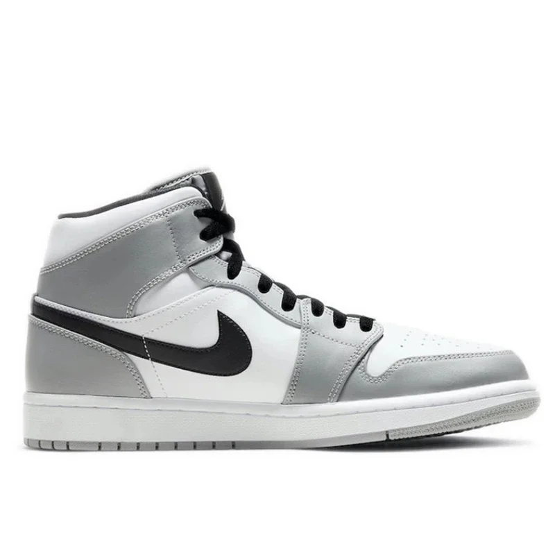 Original Air Jordan 1 Retro Mid Light Smoke Grey Basketball Shoes For Men\'s Women\'s Classics Outdoor Sports Sneakers