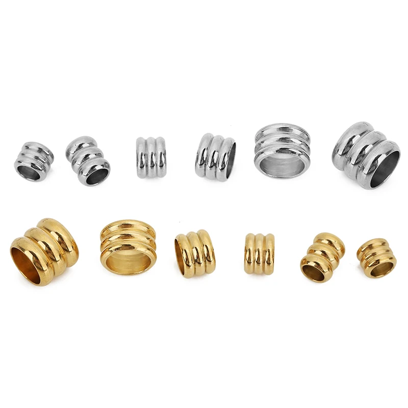 30pcs Stainless Steel Gold Plated Big Hole Three Levels Spacer Loose Beads Charm Necklace Bracelet Jewelry Making Accessories - Image 3