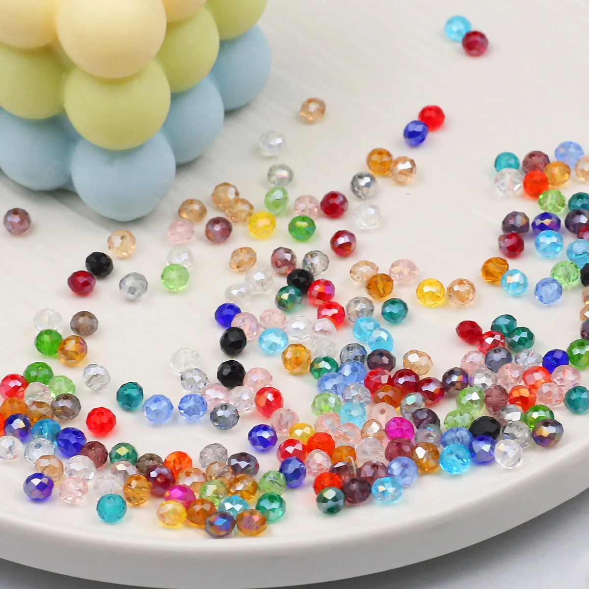 WLYeeS 45 Style 4x3mm Flat Round Austrian Crystal Bead Mixed Multicolor Loose Spacer Bead for Jewelry Beaden Bracelet Making DIY