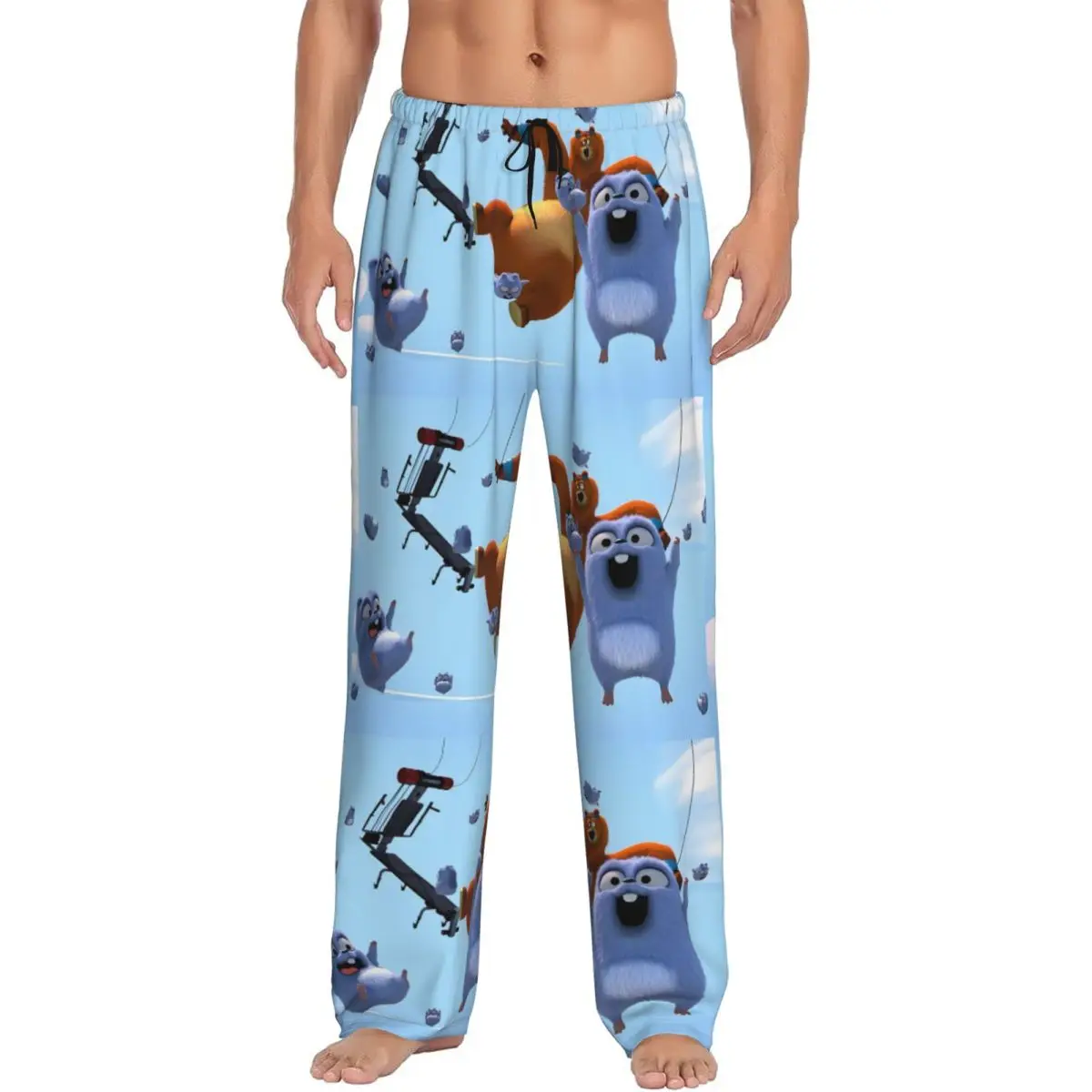 

Пользовательские милые пижамные штаны с героями мультфильмов «Гриззи и леминги», мужские брюки для сна с эластичным поясом и карманами