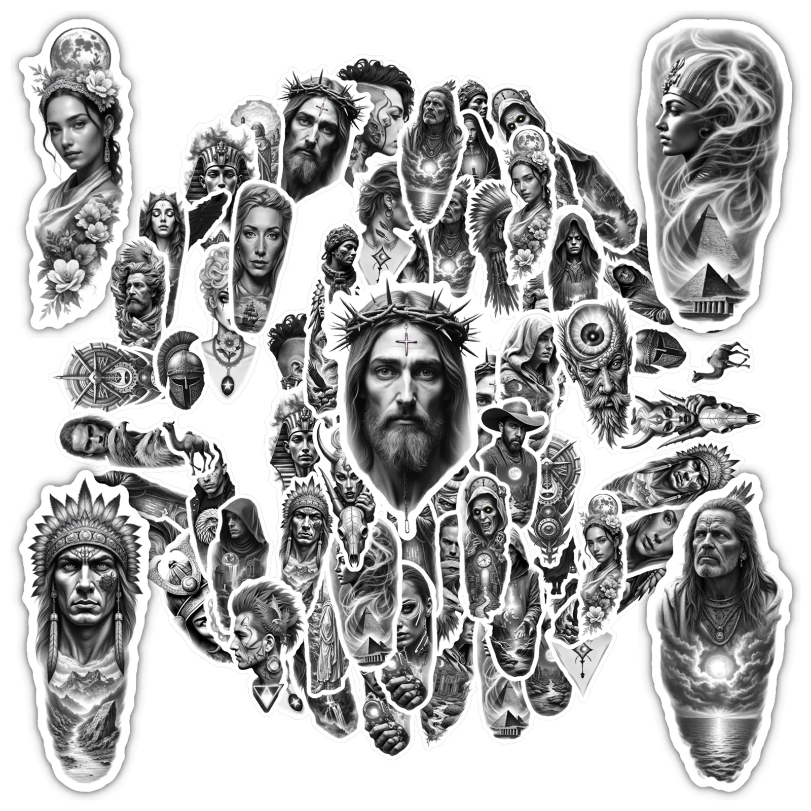 35 قطعة ملصقات صورة أحادية اللون شخصيات ثقافية عتيقة ملصقات صناعة يدوية ملصقات لأجهزة الكمبيوتر المحمول سجل القصاصات