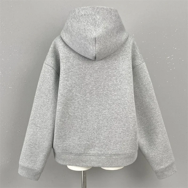 For Women Sports Sweater Ml231167 with Hoodie Design Gray Colour Autumn Oversized Sweater Jumper Long Sleeve Zipper Coat Loose