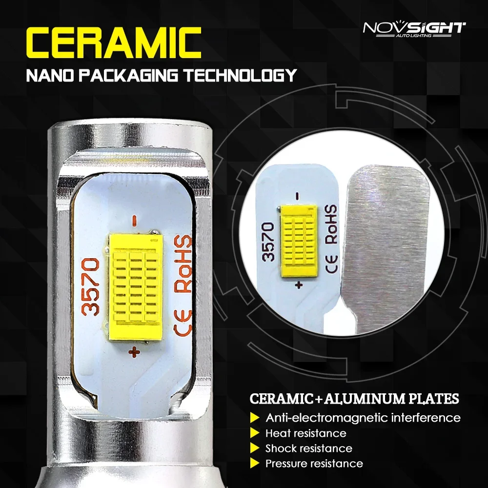 NOVSIGHT H4 H7 H11 H8 H9 H16JP H1 H3 Car LED Fog Light Bulbs 9005 9006 Auto Driving Fog Lamps 6500K 12V 24V LED Car Lights