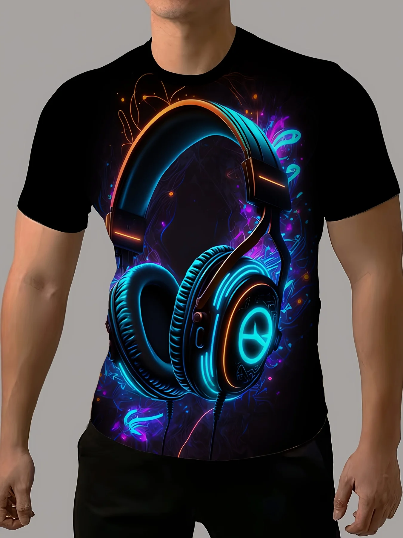 

Men's 3D Printed Graphic T-Shirt , Comfortable Polyester Short Sleeve Tee for Summer Outdoor Wear，