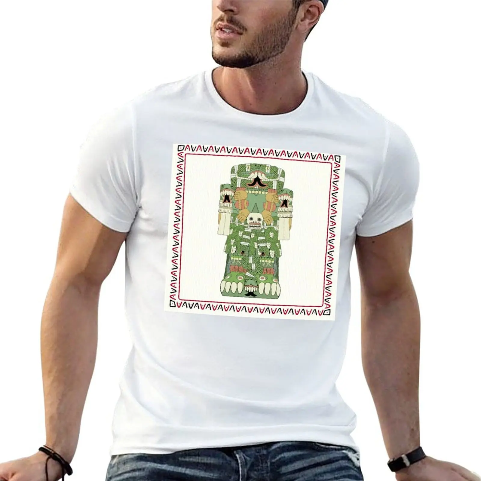 Coatlicue-Camiseta estilo Borgia de la madre azteca de los dioses, camiseta informal de anime para hombre