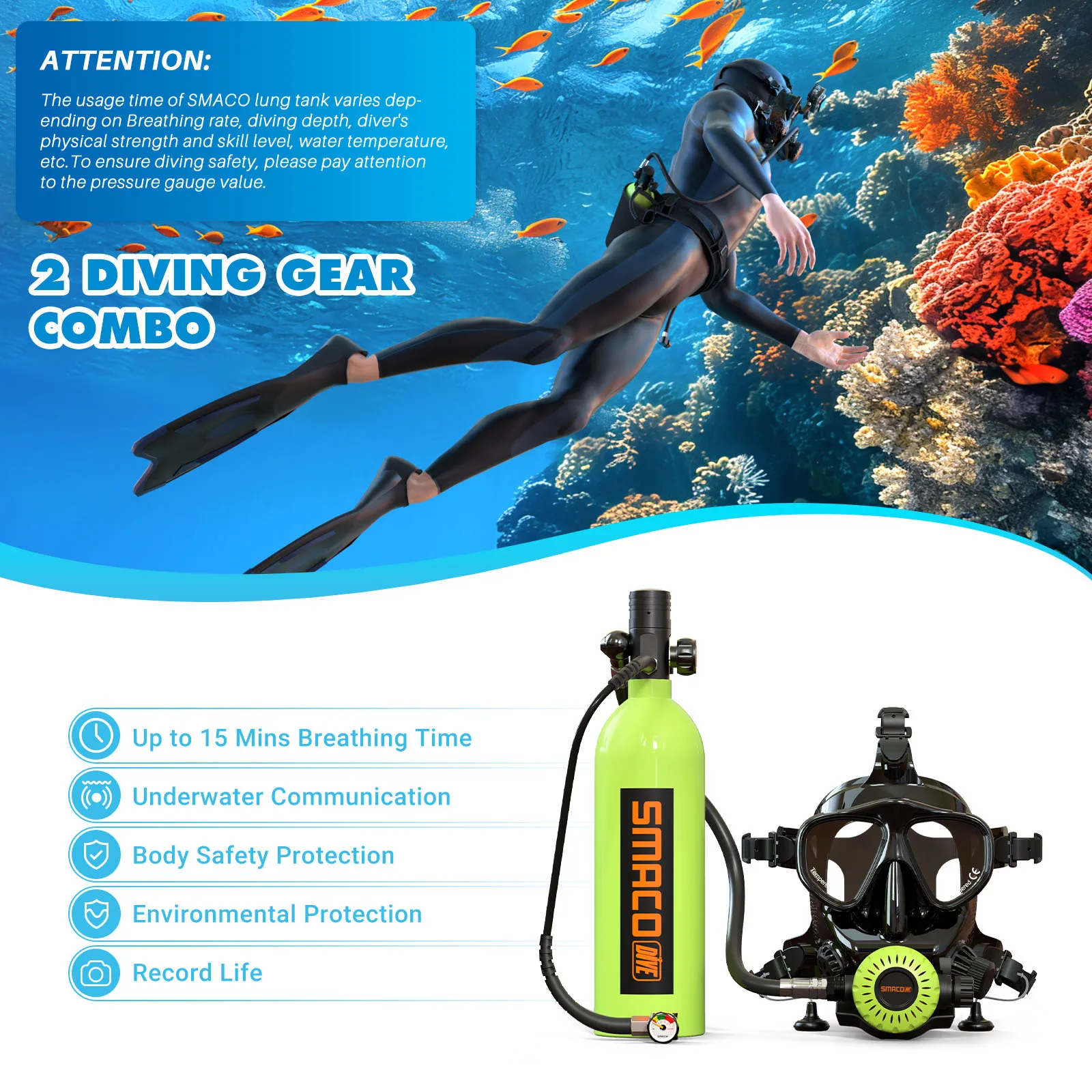 SMACO S400Pro Mini Scuba Tank & Dive Kit