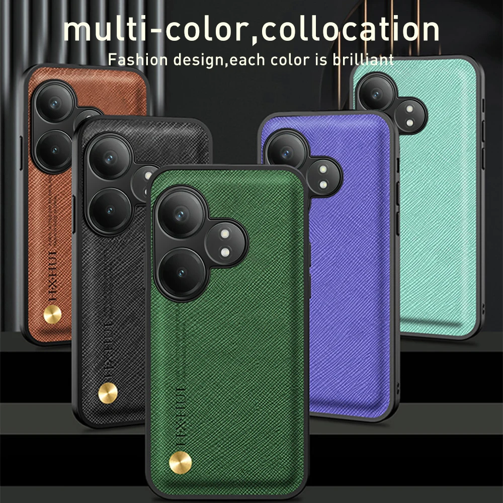 Leather Texture Phone Cover For Realme GT 6T 5G TPU Frame Lens Shockpoof Protection Case For Realme GT Neo6 SE GT6 6 T RealmeGT6