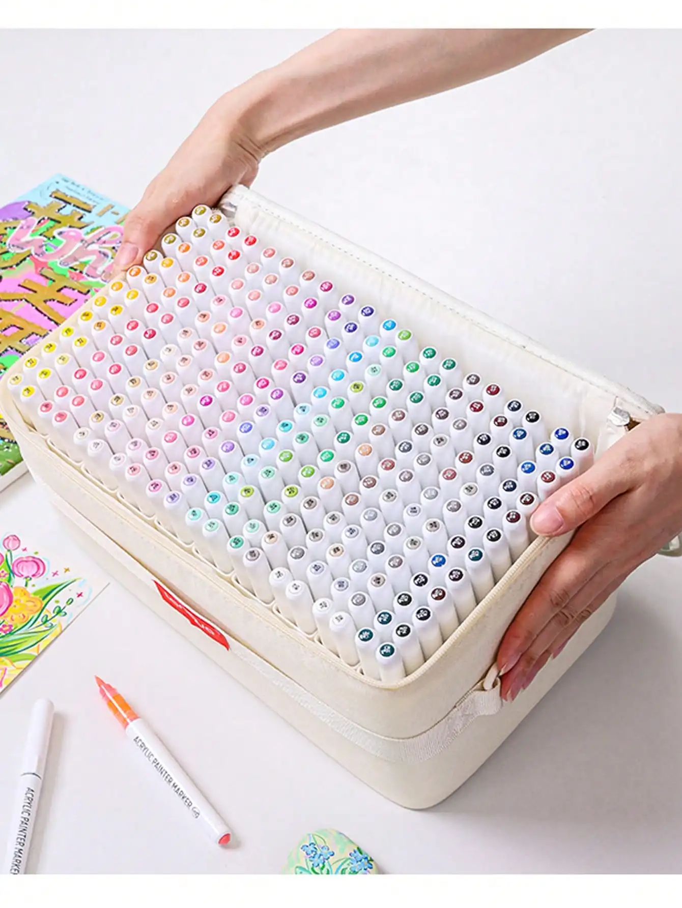 Languo Acrylic Markers, 384/288/240/192/96 Colors Direct Liquid Acrylic Marker Pens, With Replacement Pen Tips