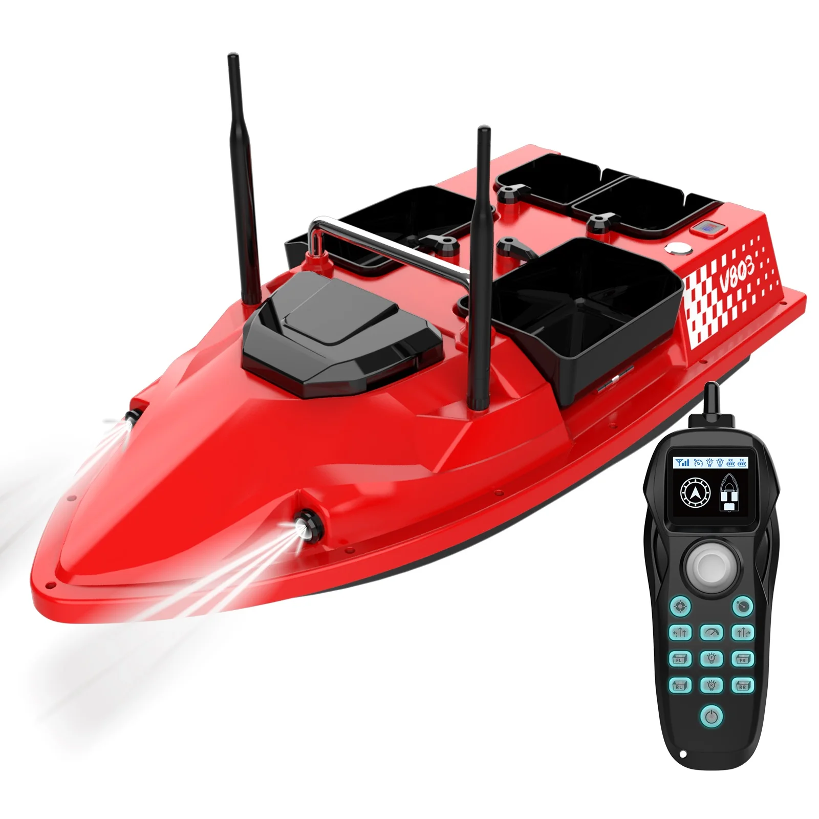 

V803 500m Four Hoppers Independently Control Load Capacity 3kg Dual Motor System Remote Control RC Remote Control Boat