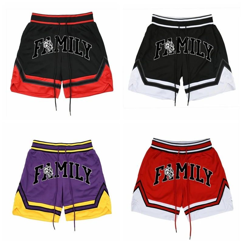 Men\'s Basketball Game Shorts Family Red Summer Gym Fitness Sports Training Running Casual Quick-Drying Five-Point Pants