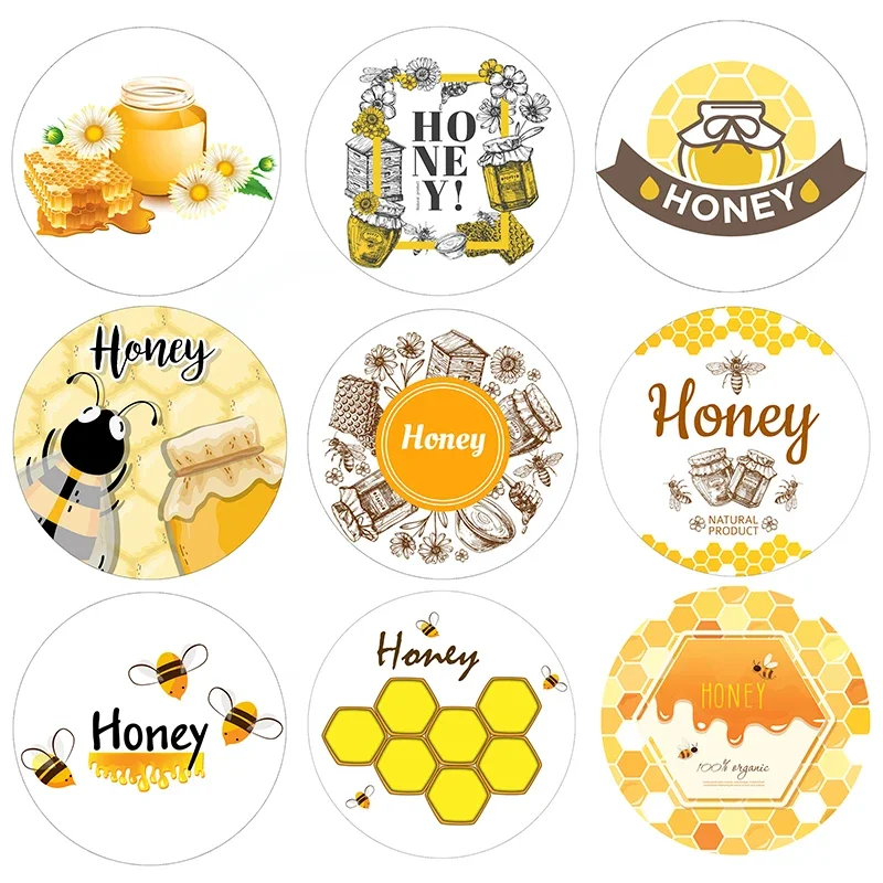 1.8inch Honey Pot Cover Stickers Bee Sweet Honey Round Seal Sticker Labels Party Gift Decoraion White Paper Background Stickers