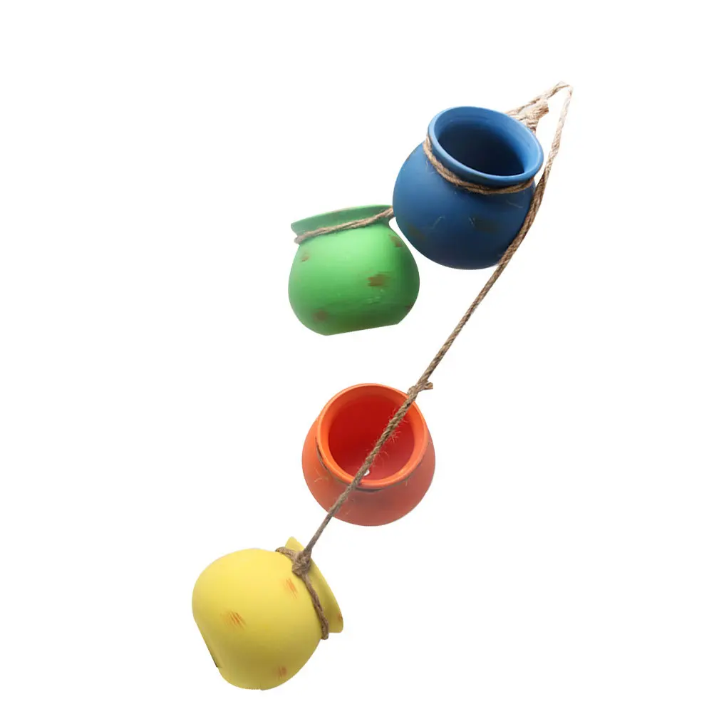 

4 Mini Ceramic Pots Durable Hanging Planter for Home Garden Decor Unique Design Multi-Functional Plant Container