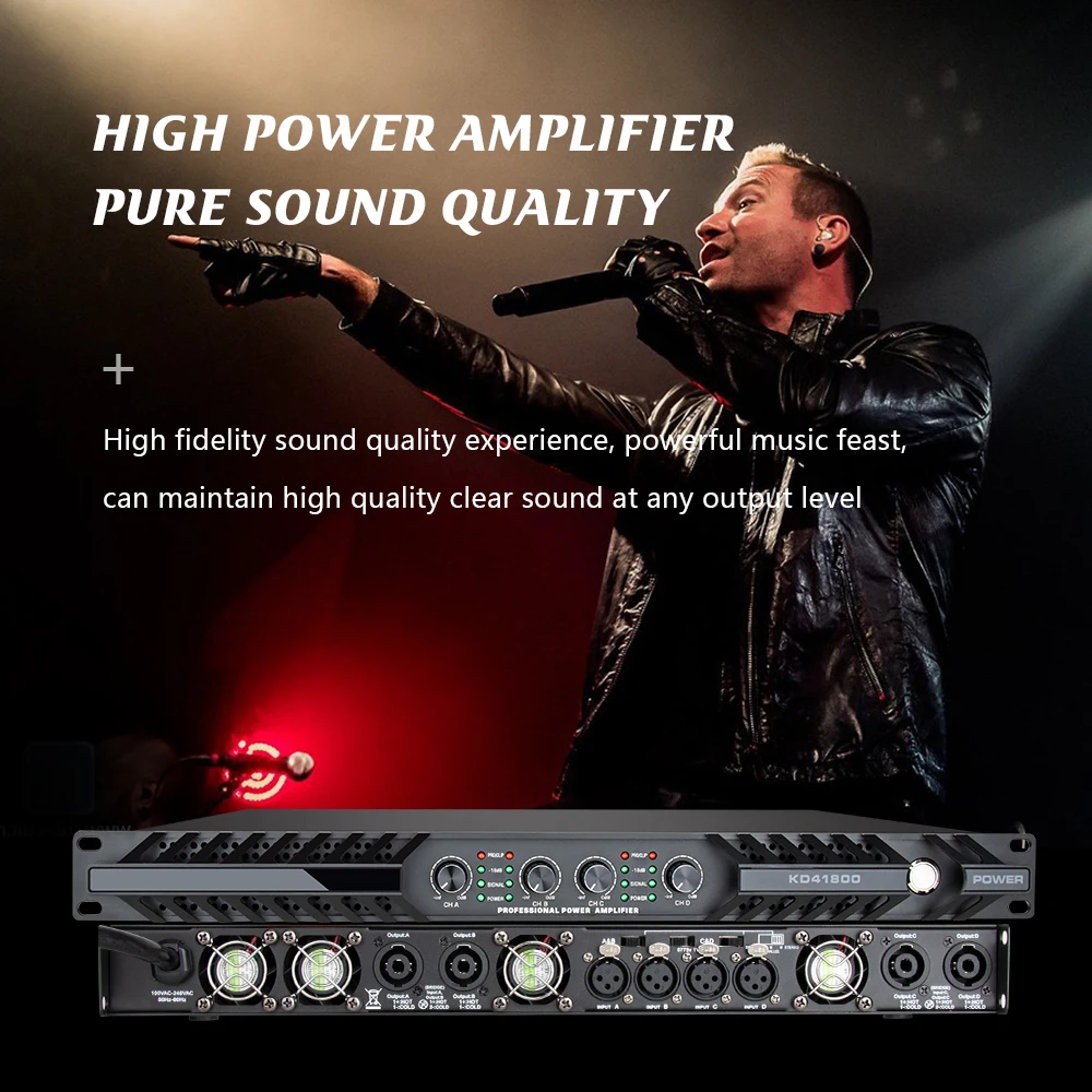 Digital Power Amplifiers 4 Channels 1U 10000 Watt With PFC Professional Audio Amplifier for Subwoofer Line Array Speaker Class D