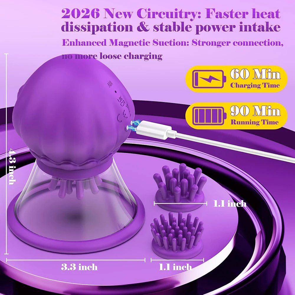 10 Rotations Nipple Toy Vibrator Jellyfish Suction Cup Powerful Sucking Function Detachable Nipple Vibrator Clitoris Stimulator - view 4