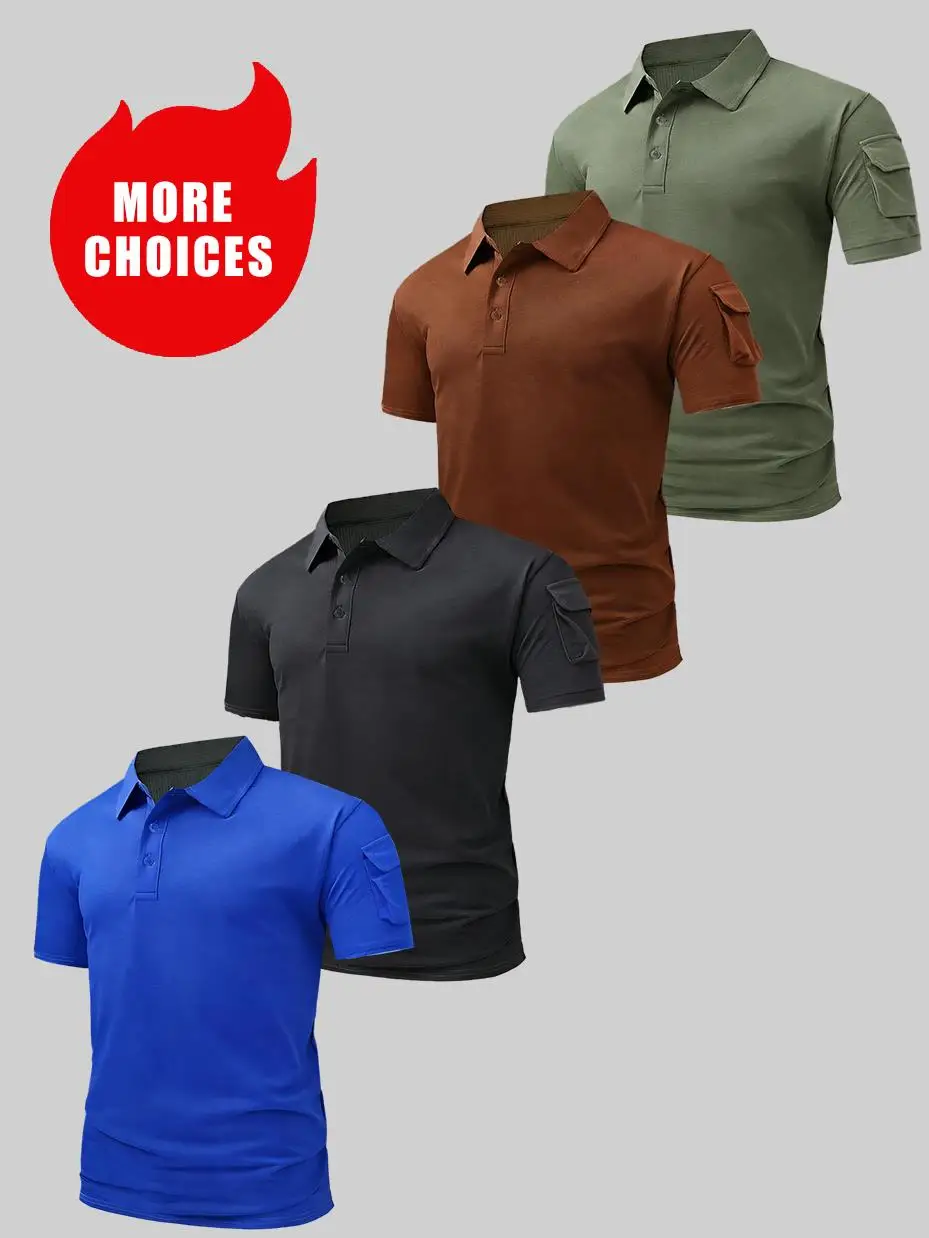 Revers Sports Polo Shirt For Men Golf Shirt Casual Summer Pocket Fashion Clothing Male Soft Basics All-match Short Sleeve Tee