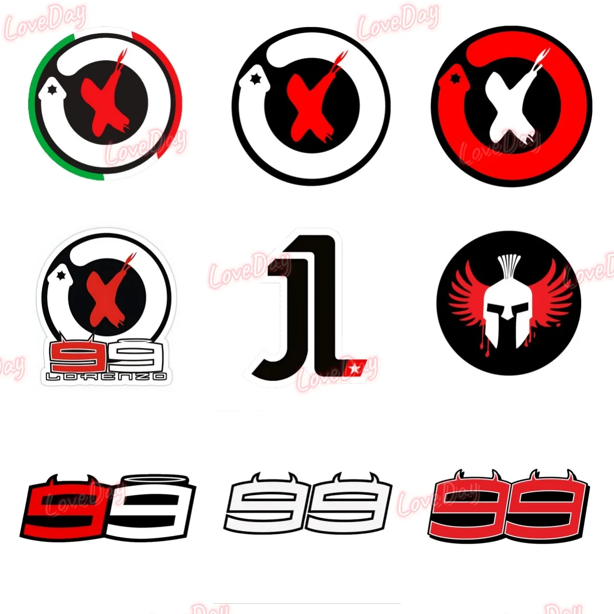Adesivo com logotipo do Sr. Jorge Lorenzo dos ciclistas da equipe de corrida de motocicleta no 99 adesivo de capacete decalque de decoração de carro d