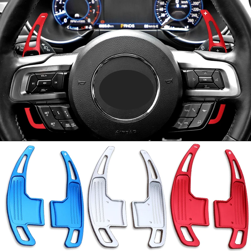 

For Ford Mustang 2015 2016-2023 Aluminum Car Steering Wheel Shift Paddles DSG Extension Shifters Sticker Interior Trim Strips