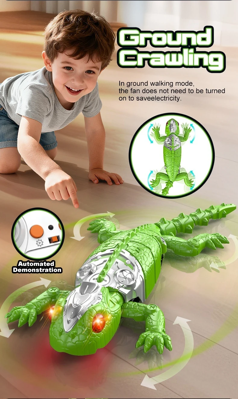 Remote controlled lizard crawling across the floor