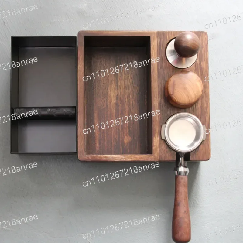 All-in-one coffee storage box, walnut wood waste barrel, split splicing wooden household espresso coffee grounds box BB