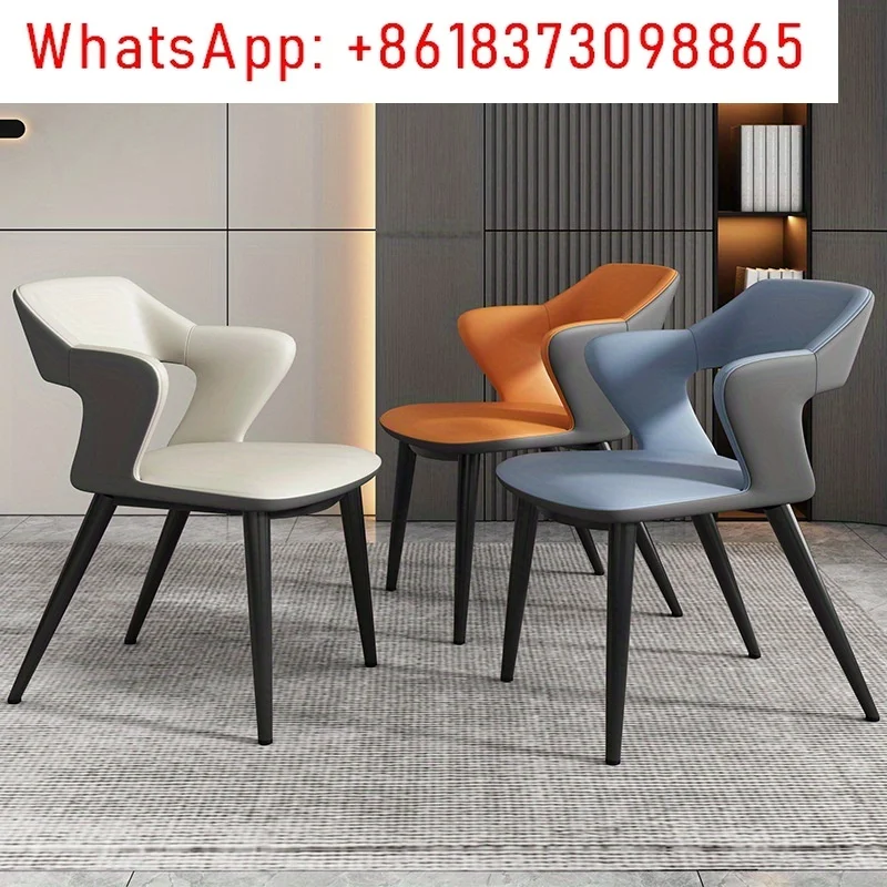 

French Style 1Pc Leather Dining Chair with Backrest, Hollow Design, Suitable for Clubhouse Hotel Western Restaurant Cafe