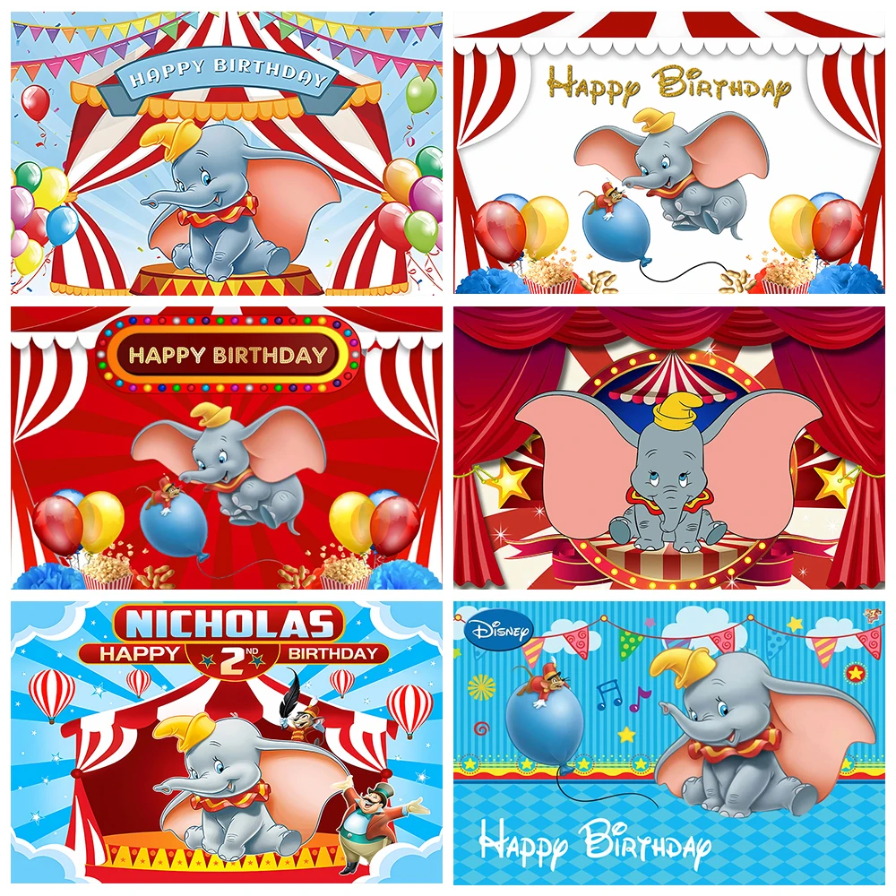 Circus Carnival Little Dumbo Theme Background Children Birthday Party Banner Decor Supply Baby Shower Gifts Elephant Photo Props