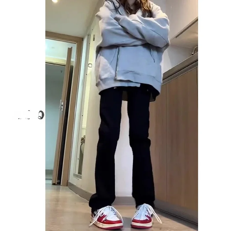 جينز Bla مرن عالي الخصر للنساء للخريف جديد مقاس كبير جينز مستقيم الساق جذاب للنساء مقاس كبير #5