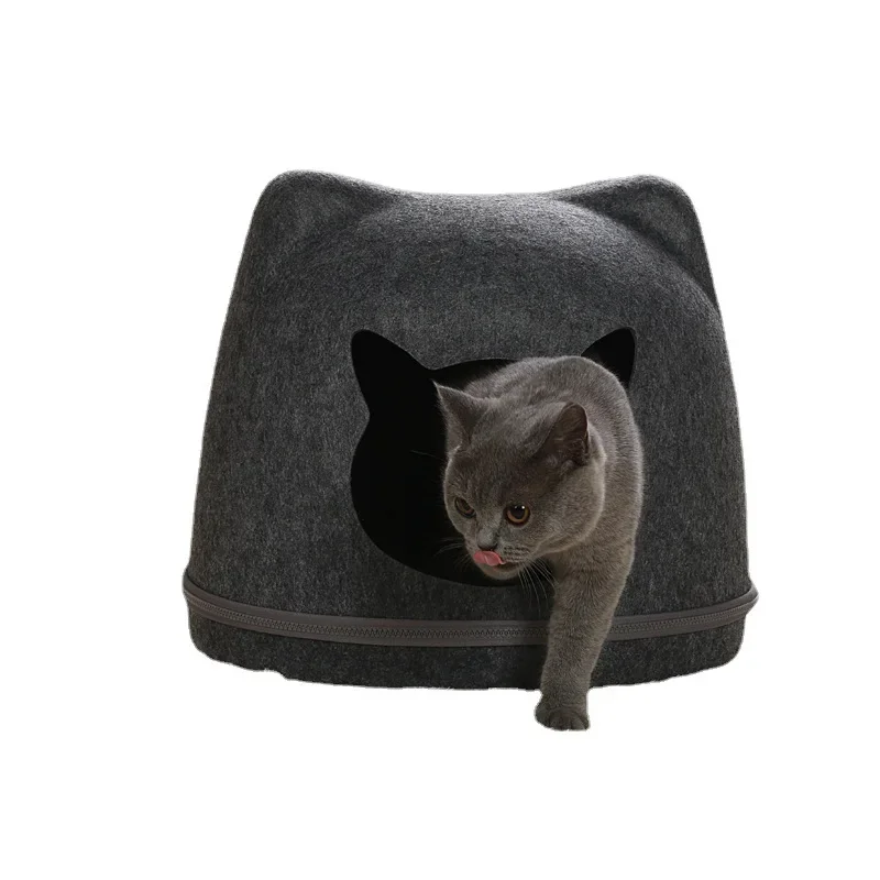 Imagem -05 - Creative Felt Cat Nest Passe para Todas as Estações Acessórios Semi-fechados Cama Pet Products Camas Móveis