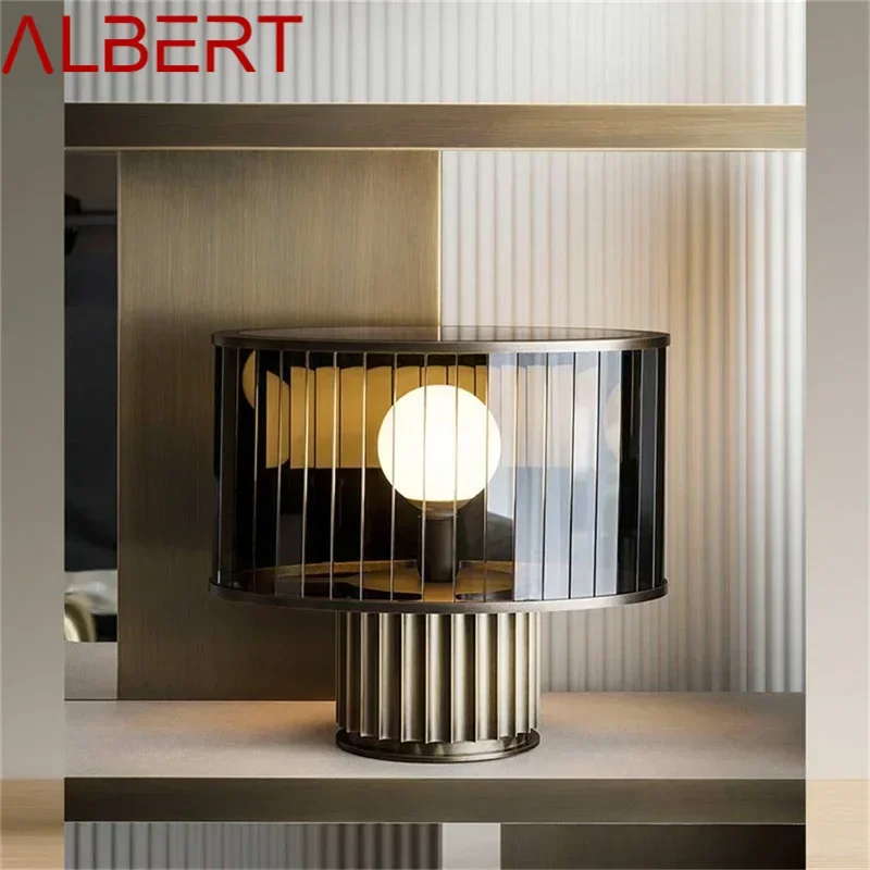 ALBERT Moderne Tischlampe, LED, kreatives Glas, rund, Vintage-Schreibtischleuchte für Zuhause, Schlafzimmer, Nachttischdekoration