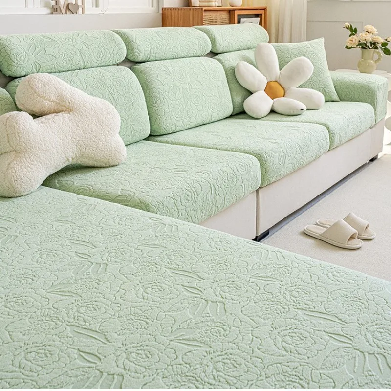 قسط دائم 2026 شتاء دافئ الجاكار المخملية غطاء أريكة مرن كل موسم غطاء أريكة عالمي القط برهان حامي مقعد #4