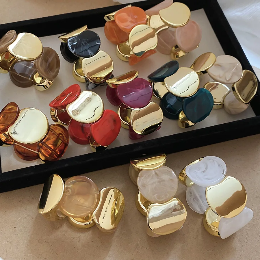 Multi-style Round Splicing Elastic Rope Resin Bracelets for Women Smuding Vintage Acrylic Bangles Personality Party Jewelry K1