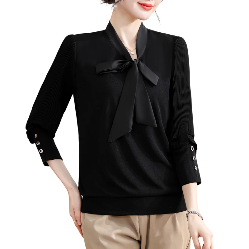 

Стильная базовая футболка для женщин среднего и старшего возраста, весна-осень, модная, с круглым вырезом, из полиэстера.