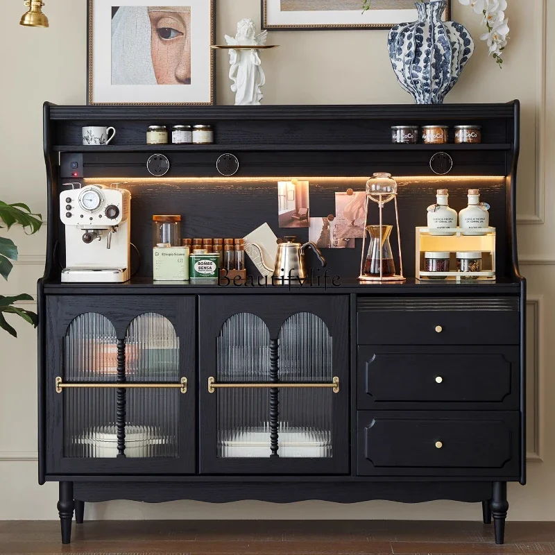 

FG17French retro solid wood dining side cabinet integrated against the wall living room kitchen storage cabinet tea side cabinet