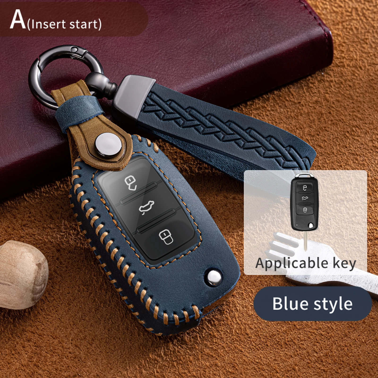 

Leather Car Key Case Cover for VW Volkswagen Polo Tiguan Passat B5 B6 B7 Golf 4 5 6 MK6 Jetta Lavida for Skoda Octavia