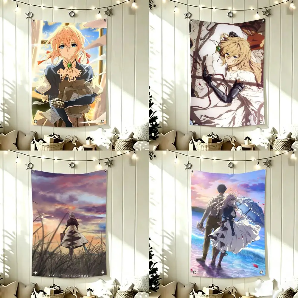Nostalgic Healing Anime V-Violet Evergarden Flags Home Decor Wall Hanging Vertical Flags Indoor Outdoor
