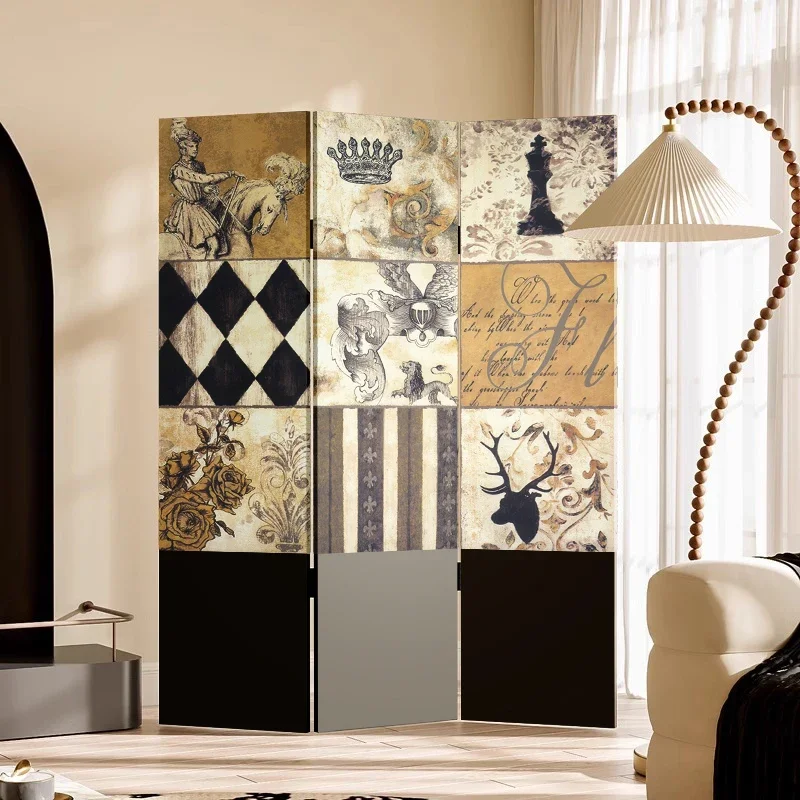 

Frameless French antique screen partition, living room entrance porch, simple bedroom folding screen European Jiugongge