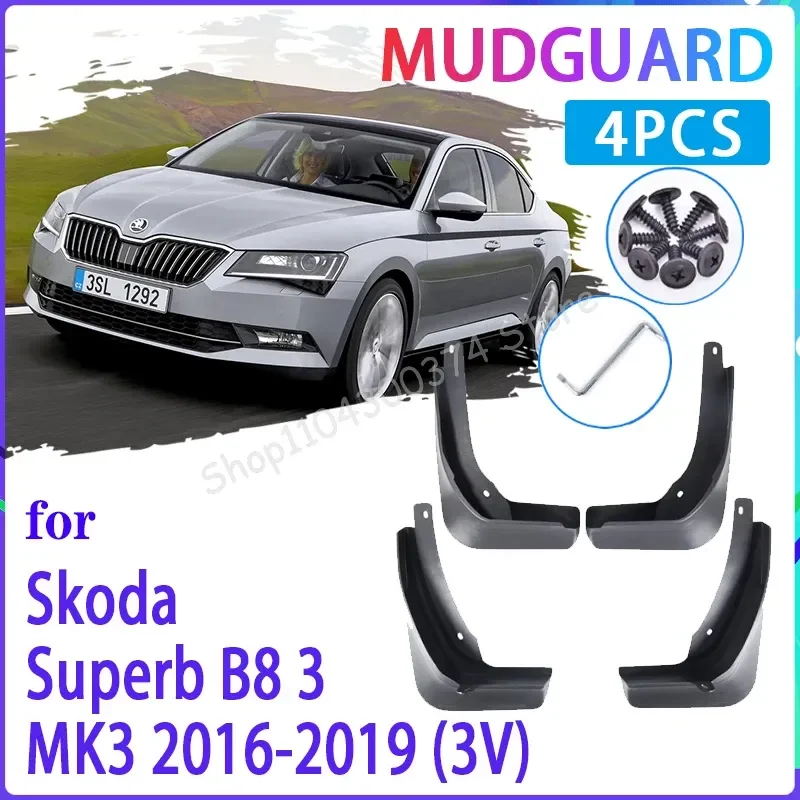 

4 PCS Car Mud Flaps for Skoda Superb B8 3 MK3 3V 2016~2019 Mudguard Splash Guards Fender Mudflaps Auto Accessories