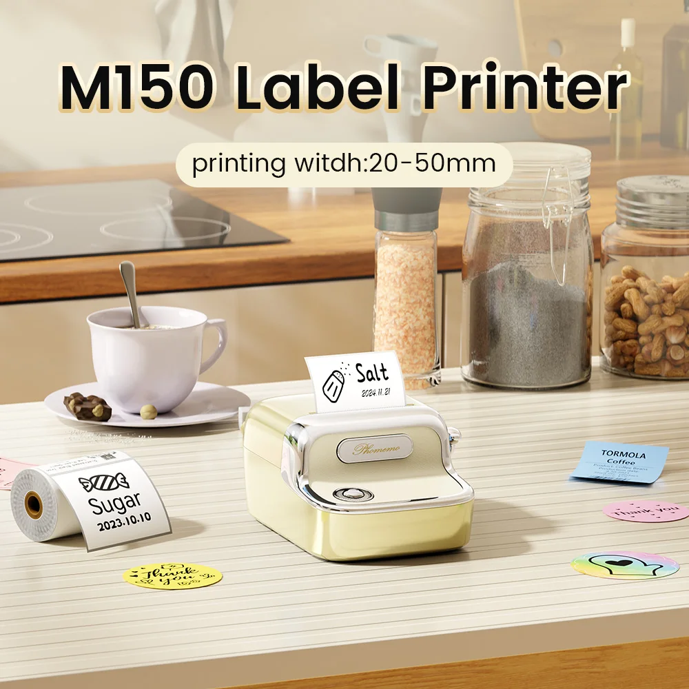 طابعة ملصقات Phomemo M150 صانع ملصقات بلوتوث طابعة ملصقات حرارية سعر تسمية الباركود لسوبر ماركت المكاتب المنزلية