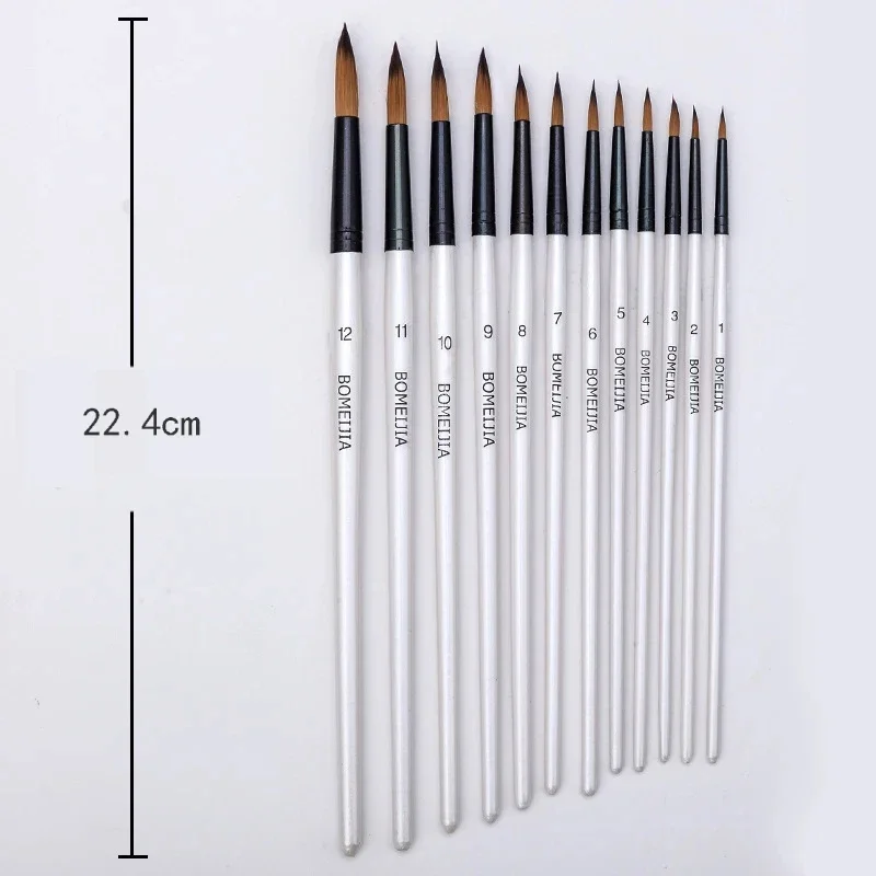 12 Stuks Olie Acryl Flat & Tip Kit Pen Kunst Benodigdheden Kunstenaar Aquarel Schilderij Penselen Penseel Voor Nylon Verfborstels