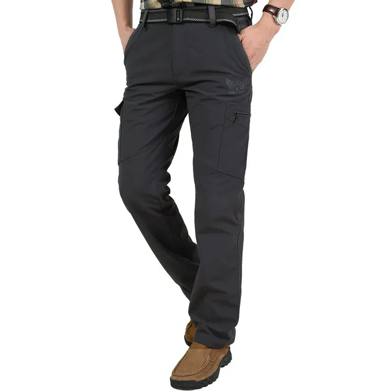 Winter Thick Pants Men Double Layer Fleece Cashmere Overalls High Quality Male Camouflage Trousers Warm Casual Cargo Pants