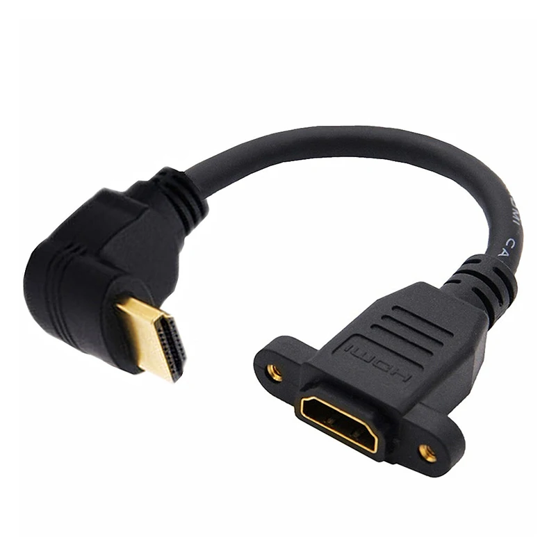 Câble d'extension mâle à femelle résistant, compatible HDMI, 2.0V, 4K * 2K, angle 90, montage sur panneau avec trou de vis pour PSP HDTV