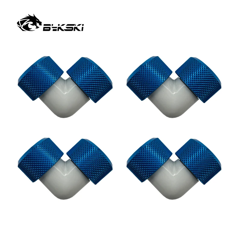 Bykski 4pcs/set Computer Water Cooling 90 Degree Fitting Use for OD12mm/OD14mm/OD16mm Tubing Hand Compression Copper Fitting