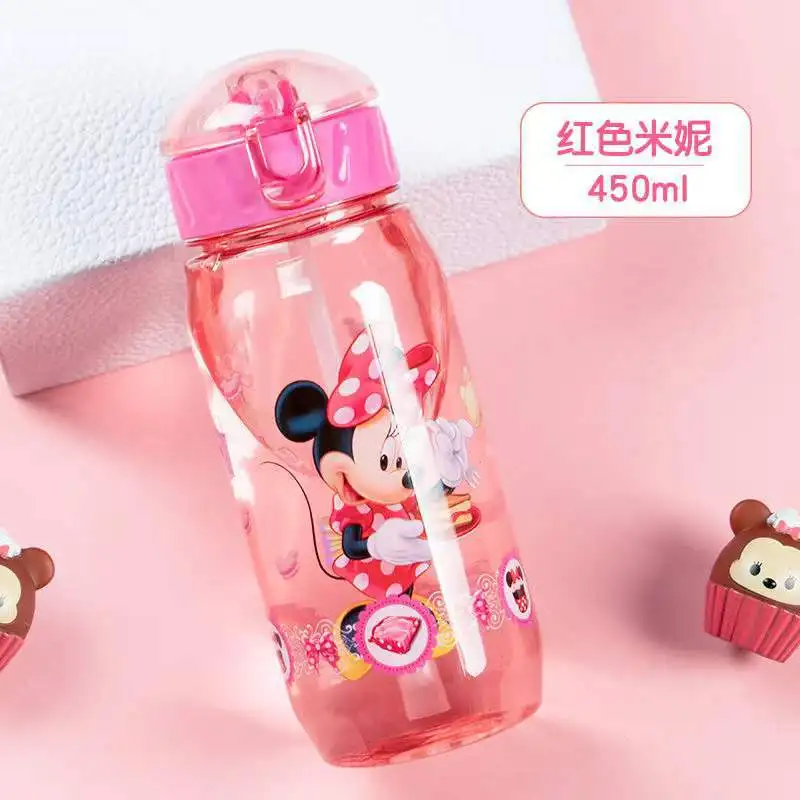 Disney Mickey Mouse Cartoon cups con paglia bambini biancaneve auto bottiglie sportive congelate ragazze Princess Sophia tazze per l'alimentazione